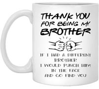 KWQDOZF Mug blanc humoristique « Merci d'être mon frère » - Idéal pour les frères, pour un anniversaire, une réunion de famille ou comme cadeau de remerciement - 325 ml