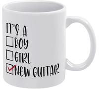 KWQDOZF Mug « C'est une nouvelle guitare » - Mug fantaisie en céramique imprimé recto verso, idéal pour le café, le thé ou le lait. Avec anse, 325 ml (11 oz). Cadeau parfait pour femmes et hommes.