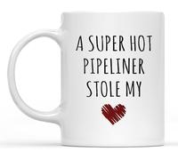 KWQDOZF Mug en céramique 325 ml (11 oz) avec anse, thème « Ingénieur en pipelines », citation mignonne : « Un ingénieur en pipelines super sexy a volé mon cœur ». Idéal pour femmes et hommes.
