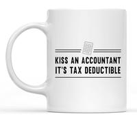 KWQDOZF Mug en céramique imprimé recto verso « Embrasse un comptable » (11 oz) - Cadeau déductible des impôts - Mug fantaisie - Idéal pour maman, papa, un ami, une épouse ou un mari