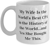 KWQDOZF Mug « Ma femme est la meilleure comptable du monde » pour mari, tasse à café originale en céramique imprimée recto verso, cadeau pour maman, papa, ami(e), épouse ou mari, 325 ml (11 oz).