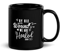 KWQDOZF Mug « Par ses blessures nous sommes guéris » - Mug fantaisie en céramique imprimée recto verso, idéal pour le thé ou le lait, avec anse - Cadeau pour femmes et hommes - 325 ml