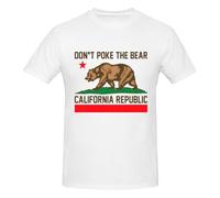 KWQDOZF Ne provoquez Pas l'ours, République de Californie, T-Shirt Unisexe en Coton à Manches Courtes et col Rond, Style Classique, Taille S, Blanc.