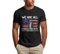 KWQDOZF Nous Sommes Charlie Kirk T-Shirt Soutenez Hero Charlie T-Shirt Homme Noir