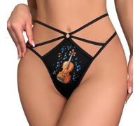 KWQDOZF Orchestre Violon Joueur Musique Sexy Strings pour Femmes sous-Vêtements en Maille Culotte No Show T-Back