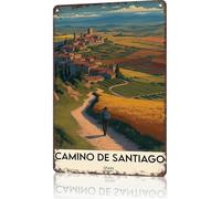 KWQDOZF Panneau métallique 20 x 30 cm « Chemin de Saint-Jacques-de-Compostelle, Espagne », décoration murale en aluminium pour la maison, la chambre ou le bureau.