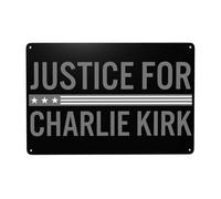 KWQDOZF Panneaux métalliques Justice For Charlie Kirk, hommage commémoratif à Charlie 1993-2025, 20 x 30 cm, décoration murale, décoration de jardin, d'intérieur et d'extérieur