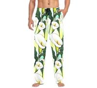 KWQDOZF Pantalon de pyjama homme à motif aquarelle de callas blanches - Respirant