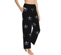 KWQDOZF Pantalon de pyjama pour femme avec drapeau LGBT et feuille de cannabis