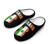 KWQDOZF Pantoufles d'intérieur chaudes pour homme, motif carte d'Irlande et drapeau de la Saint-Patrick, semelle en caoutchouc antidé