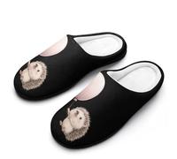 KWQDOZF Pantoufles en coton pour femmes, motif hérisson tenant un ballon, semelle en caoutchouc antidérapante, chaudes et confortable