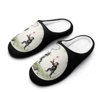 KWQDOZF Pantoufles en coton pour homme, motif deux babouins jouant, semelle en caoutchouc antidérapante, chaudes et confortables pour