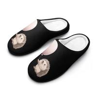 KWQDOZF Pantoufles homme en coton avec motif hérisson tenant un ballon, semelle en caoutchouc antidérapante, chaussons d'intérieur ch