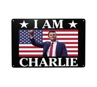 KWQDOZF Plaque décorative en métal « Je suis Charlie » - Justice pour Charlie Kirk - Peinture sur étain - Accessoire décoratif pour la maison et le bar - 30,5 x 20,3 cm