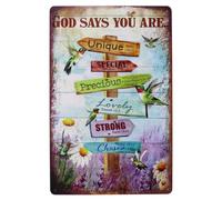 KWQDOZF Plaque décorative murale en métal « Dieu dit que tu es spécial » (style rétro vintage)