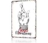 KWQDOZF Plaque métallique humoristique « Good Vibrations » style vintage, 20 x 30 cm, idéale pour la décoration de la maison, de la chambre ou du bureau.