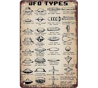 KWQDOZF Plaques en métal amusantes représentant des ovnis, décoration murale, affiches rétro, science-fiction, extraterrestres, collection, pour la maison, le club, cadeau, 30,5 x 40,6 cm