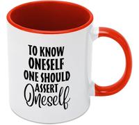 KWQDOZF Pour se connaître soi-même, il faut s'affirmer. Mug à café original en céramique imprimée recto verso, 325 ml (11 oz), idéal comme cadeau pour maman, papa, un ami, une épouse ou un mari.