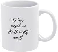 KWQDOZF Pour se connaître soi-même, il faut s'affirmer. Mug à café original en céramique imprimée recto verso, 325 ml (11 oz), idéal comme cadeau pour maman, papa, un ami, une épouse ou un mari.