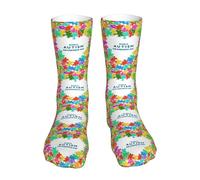 KWQDOZF Puzzle coloré Mois de sensibilisation à l'autisme - 2 Mois de sensibilisation au syndrome de Down Chaussettes fantaisie pour robe Tube Bas Cadeaux Décor pour hommes Femmes
