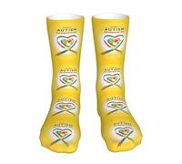 KWQDOZF Puzzle coloré Mois de sensibilisation à l'autisme - 3 Mois de sensibilisation au syndrome de Down Chaussettes fantaisie pour robe Tube Bas Cadeaux Décor pour hommes Femmes