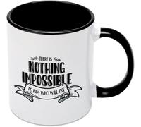 KWQDOZF Rien n'est impossible à celui qui essaie. Tasse à café originale en céramique imprimée recto verso, 325 ml (11 oz), idéale comme cadeau pour maman, papa, un ami, une épouse ou un mari.