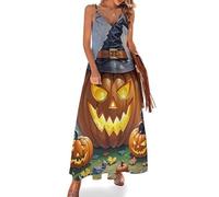 KWQDOZF Robe de Nuit Black Cat Pumpkin pour Femme, Robe de Nuit Longue sans Manches et Douce, Robe Maxi d'intérieur à col en V, Tailles S à 5XL