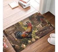 KWQDOZF Rooster Hen and Chicks in The Yard Mats, Welcome Mat for Outdoor Indoor 16 X 24 in