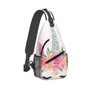 KWQDOZF Sac à dos bandoulière pliable pour homme - Motif licorne rose - Multifonction - Antivol - Bandoulière réglable