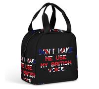 KWQDOZF Sac à lunch isotherme « Ne me faites pas utiliser ma voix britannique » pour femmes et hommes, idéal pour le travail, les pique-niques et les voyages.