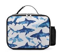 KWQDOZF Sac à lunch portable en forme de requin et de baleine bleu glacier, réutilisable et isotherme, anti-fuite, idéal pour le travail ou les pique-niques