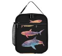 KWQDOZF Sac à lunch portable et réutilisable, motif requin baleine, étanche et isotherme, idéal pour le travail, la plage ou les pique-niques