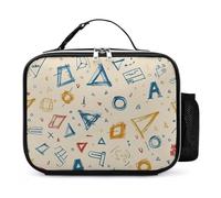 KWQDOZF Sac à lunch portable, réutilisable et isotherme, motif géométrique, alphabet, mathématiques, gribouillages, étanche, pour le travail, le pique-nique