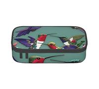 KWQDOZF Sac à stylos de Papeterie à Compartiment Durable de Grande capacité de Broderies de colibris de Fleurs, boîte à Crayons