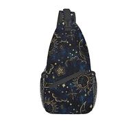 KWQDOZF Sac bandoulière soleil lune bohème astrologie sac à bandoulière personnel poche sac à dos léger poitrine épaule pour voyage randonnée