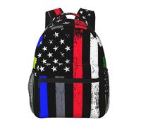 KWQDOZF Sacs à dos drapeau américain Thin Blue Red Green Line 15 pouces