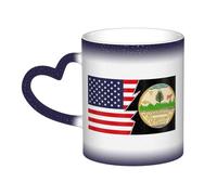 KWQDOZF Sceau de l'État du Vermont et tasse d'Amérique Tasse en céramique sensible à la chaleur changeant de couleur Tasse isolée Tasses de voyage uniques et fantaisie Tasses pour la maison 11 OZ