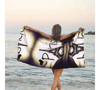 KWQDOZF Serviette de Bain en Microfibre Tower Love Paris, Serviette de Plage, imprimée, Douce, Chaude, absorbante, personnalisée, séchage Rapide