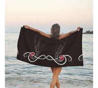 KWQDOZF Serviette de Bain en Microfibre Treble Love and Music, Serviette de Plage, imprimée, Douce, Chaude, absorbante, personnalisée, séchage Rapide