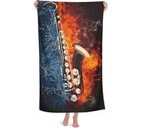 KWQDOZF Serviette de Plage en Microfibre très absorbante, Saxophone, Musique, Art, Couverture de Plage, Serviettes de Bain Douces, 80x130 CM