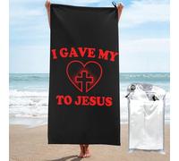 KWQDOZF Serviette de Plage « J'Ai donné Mon à Jésus » pour Hommes et Femmes, Super absorbante, légère, pour la Piscine, Le Yoga, Douce, Portable, élégante, imprimée