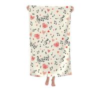 KWQDOZF Serviette de Plage - Serviette en Fibre de Polyester Ultra Douce avec imprimés éclatants et Design Polyvalent 32 x 52 Pouces - Notes de Musique Love Hearts