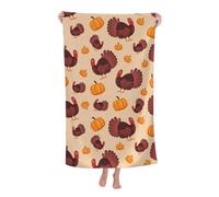 KWQDOZF Serviette de Plage - Serviette en Fibre de Polyester Ultra Douce avec imprimés éclatants et Design Polyvalent 81,3 x 132,1 cm - Thanksgiving Day Turquie Oiseau et Citrouille
