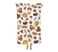 KWQDOZF Serviette de Plage - Serviette en Fibre de Polyester Ultra Douce avec imprimés éclatants et Design Polyvalent 81,3 x 132,1 cm - Thanksgiving Day Cartoon Turquie
