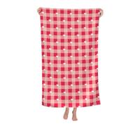 KWQDOZF Serviette de Plage - Serviette en Fibre de Polyester Ultra Douce avec imprimés éclatants et Design Polyvalent 32 x 52 Pouces - Rouge Valentines Love