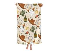 KWQDOZF Serviette de Plage - Serviette en Fibre de Polyester Ultra Douce avec imprimés vibrants et Design Polyvalent 81,3 x 132,1 cm - Chapeau de Cowboy Cactus