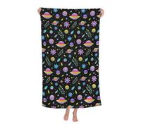 KWQDOZF Serviette de Plage - Serviette en Fibre de Polyester Ultra Douce avec imprimés vibrants et Design Polyvalent 32 x 52 Pouces - Space Planet