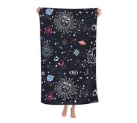 KWQDOZF Serviette de Plage - Serviette en Fibre de Polyester Ultra Douce avec imprimés vibrants et Design Polyvalent 32 x 52 Pouces - Space Planet