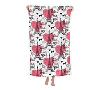 KWQDOZF Serviette de Plage - Serviette en Fibre de Polyester Ultra Douce avec imprimés vibrants et Design Polyvalent 32 x 52 Pouces - Paris Tower Love
