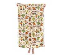 KWQDOZF Serviette de Plage - Serviette en Fibre de Polyester Ultra Douce avec imprimés vibrants et Design Polyvalent 81,3 x 132,1 cm - Ours Cowboy